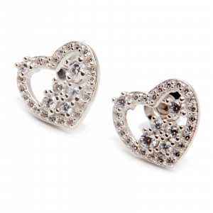 Srebrne kolczyki 925 strukturalne serce
