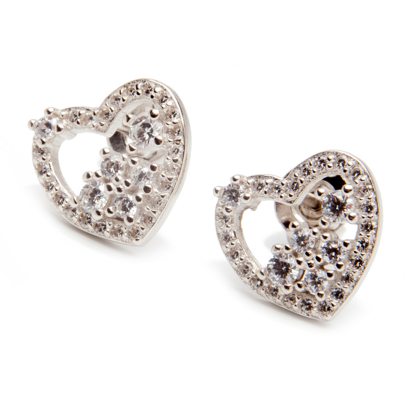 Srebrne kolczyki 925 strukturalne serce