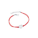 Srebrna bransoletka 925 czerwona sznurkowa ażurowe serce II