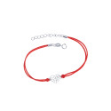 Srebrna bransoletka 925 czerwona sznurkowa krzyżyk cyrkonie