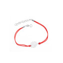 Srebrna bransoletka 925 czerwona sznurkowa krzyżyk cyrkonie