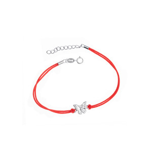 Srebrna sznurkowa bransoletka 925 Motyl cyrkonia