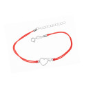 Srebrna bransoletka 925 Okrąg  kolorowe cyrkonie czerwony sznurek
