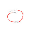 Srebrna bransoletka 925 podwójne serduszka czerwony sznurek