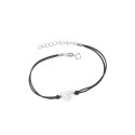 Srebrna bransoletka 925 czarna sznurkowa Serce Nieskończoność