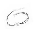 Srebrna bransoletka 925 Linia Życia Czarny Sznurek
