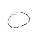 Srebrna bransoletka 925 Linia Życia Czarny Sznurek