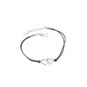 Srebrna bransoletka 925 podwójne serduszka czarny sznurek