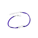 Srebrna bransoletka 925 Okrąg Kolorowe Cyrkonie granatowy sznurek