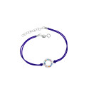 Srebrna bransoletka 925 Połączone Serca granatowy sznurek