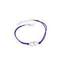 Srebrna bransoletka 925 Okrąg Kolorowe Cyrkonie granatowy sznurek