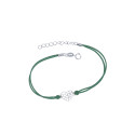 Srebrna bransoletka 925 zielona sznurkowa Ażurowe Serce