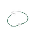 Srebrna bransoletka 925 zielona sznurkowa Ażurowe Serce II