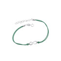 Srebrna bransoletka 925 Okrąg Kolorowe Cyrkonie zielony sznurek
