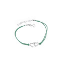 Srebrna bransoletka 925 Okrąg Kolorowe Cyrkonie zielony sznurek