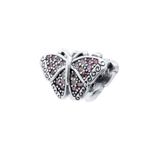 Srebrny Charms 925 koralik Motyle kolory cyrkonie