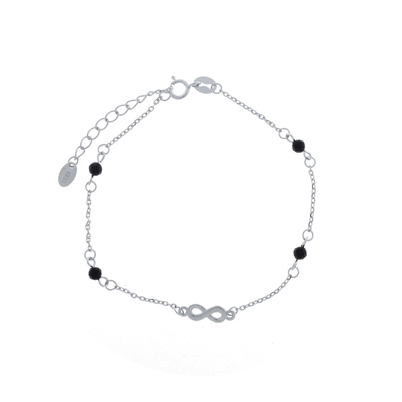Srebrna bransoletka 925 Nieskończoność Onyks