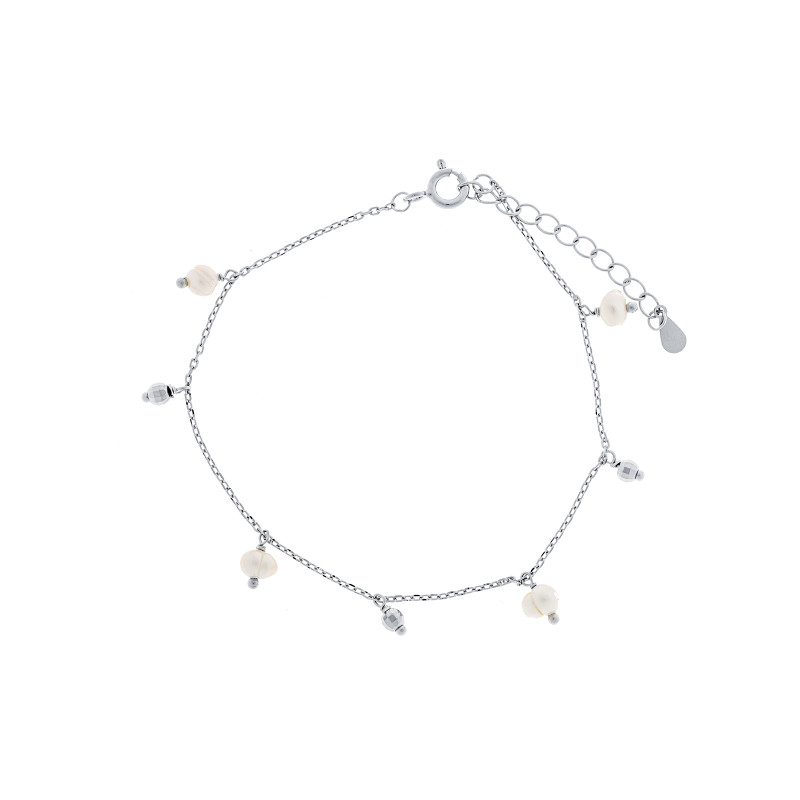 Srebrna bransoletka 925 Perły Ankier Koraliki