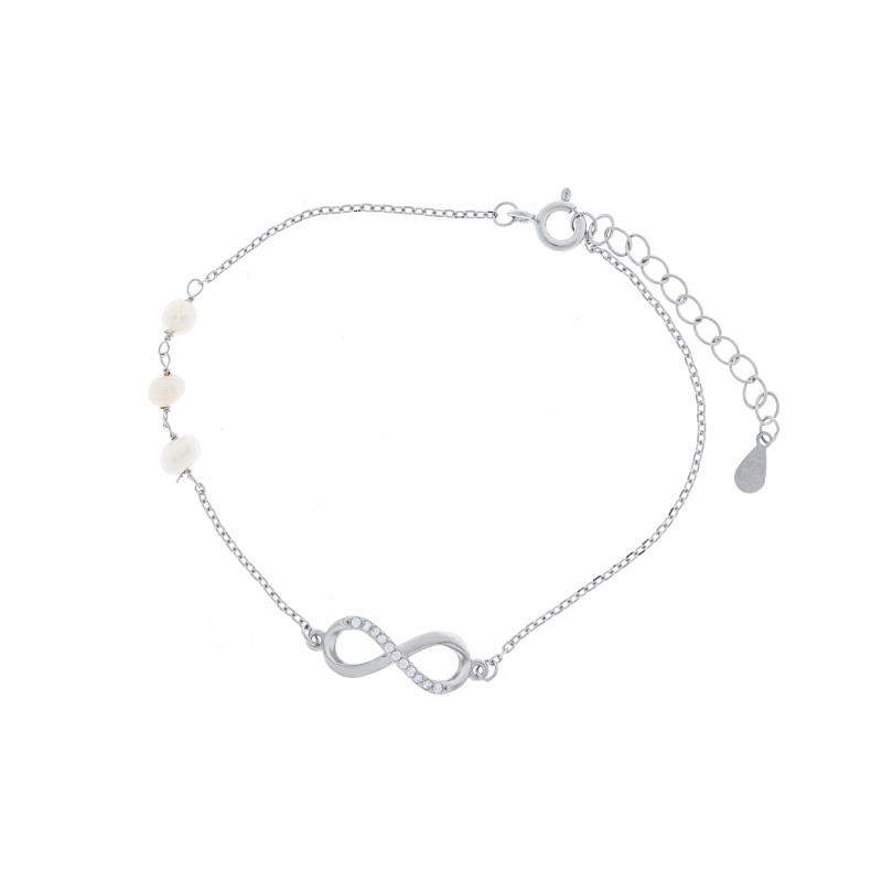 Srebrna bransoletka 925 Nieskończoność Perełki