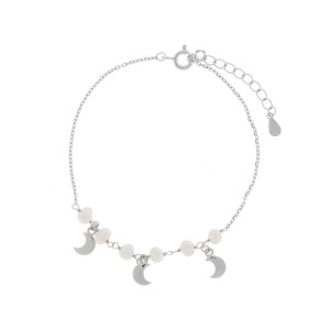 Srebrna bransoletka 925 Księżyc Perełki