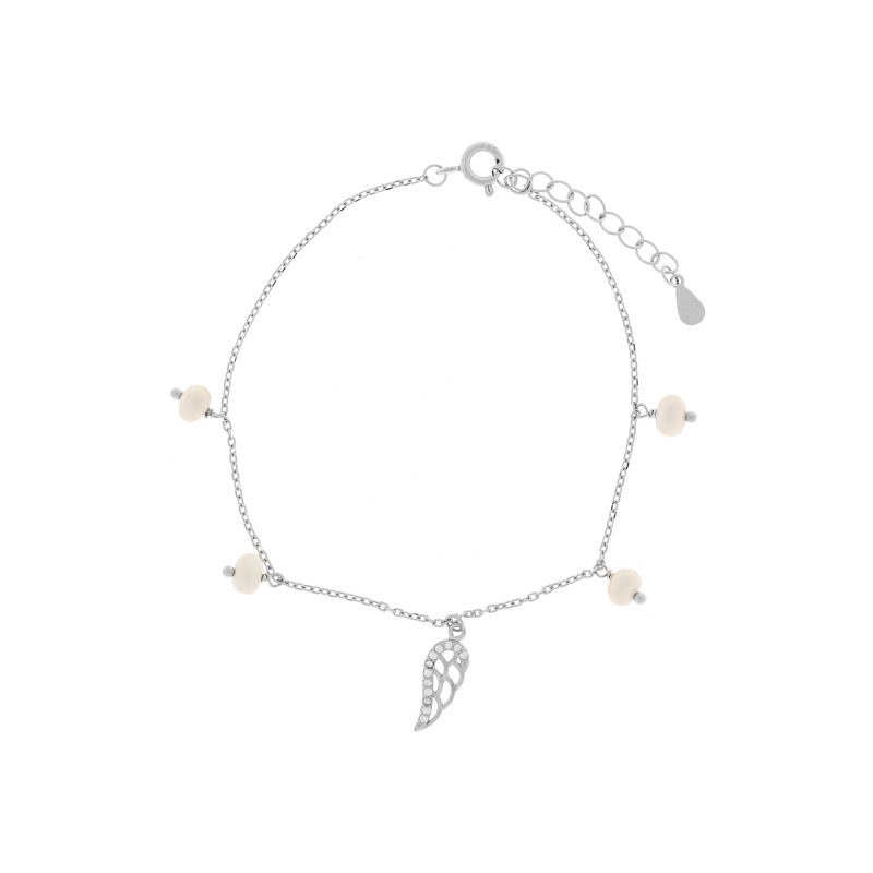 Srebrna bransoletka 925 Skrzydło Perełki