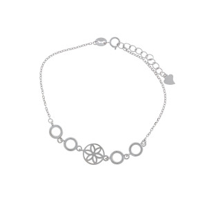 Srebrna bransoletka 925 Ażurowy Kwiat