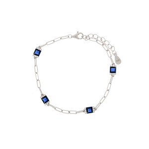 Srebrna bransoletka 925 Niebieskie błyszczące prostokąty