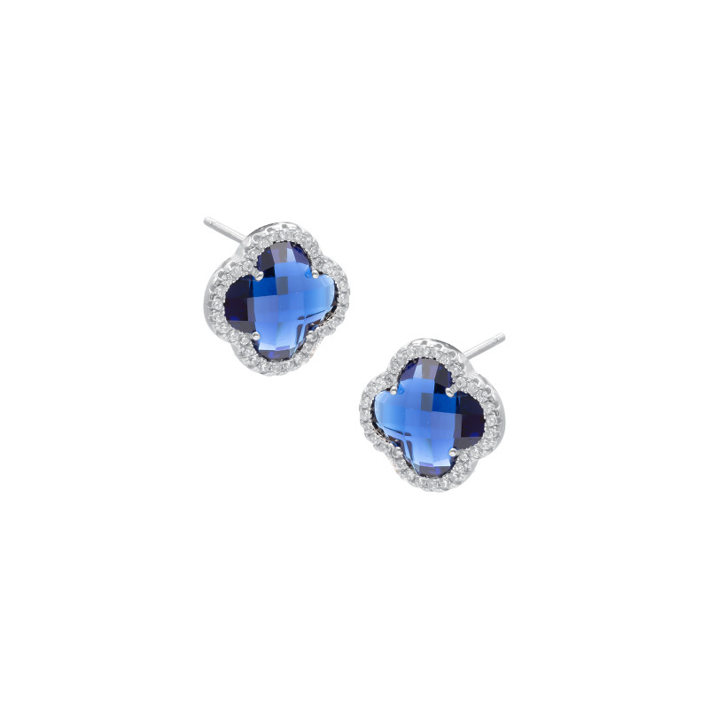 Srebrne damskie kolczyki 925 Błyszczące Kwiaty kolory