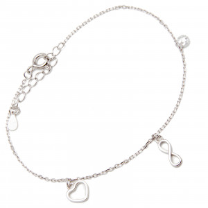 Srebrna bransoletka damska 925 cyrkonie z nieskończonością
