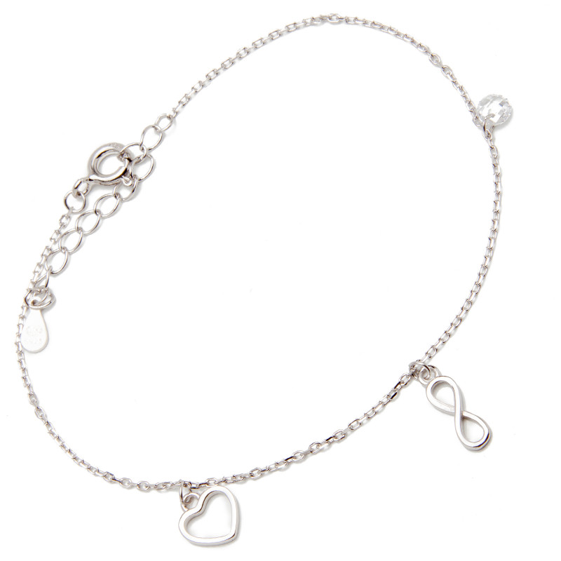 Srebrna bransoletka damska 925 cyrkonie z nieskończonością