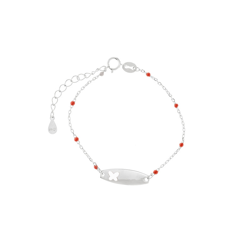 Srebrna bransoletka dziecięca 925 Blaszka Motylek PREZENT