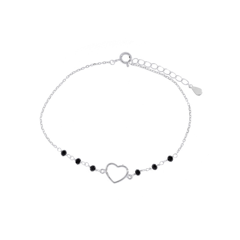 Srebrna bransoletka damska 925 Serce Onyks