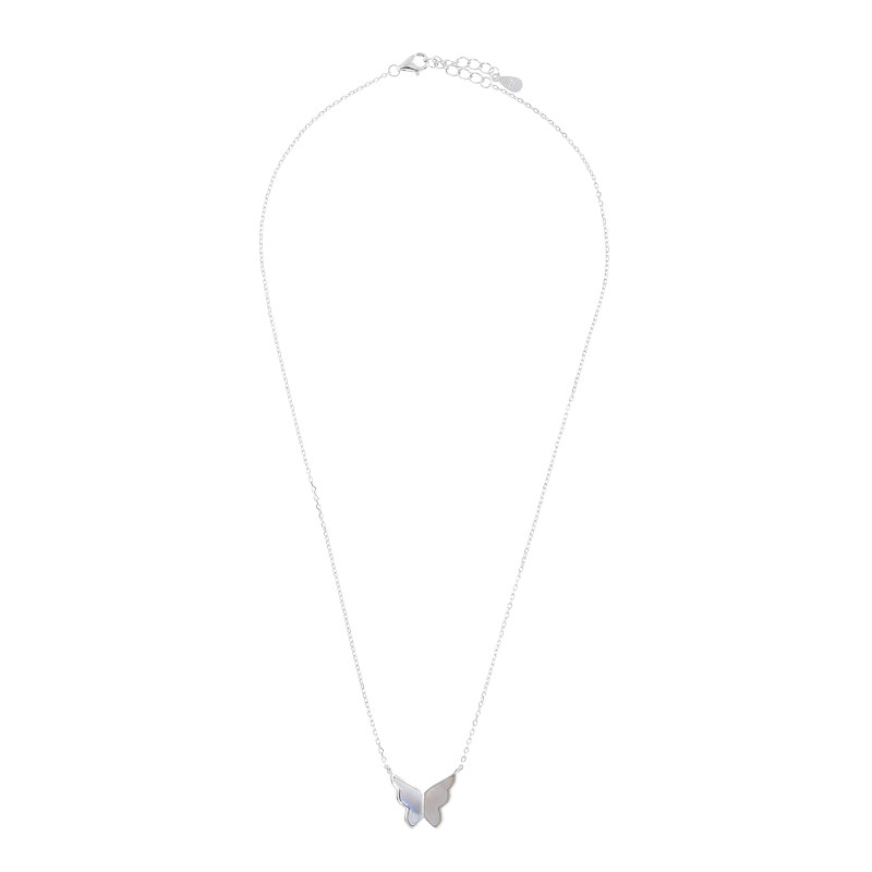 Srebrny naszyjnik 925 Motyl Masa Perłowa