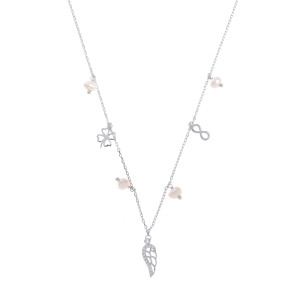 Srebrny naszyjnik 925 Skrzydło Nieskończoność Perły
