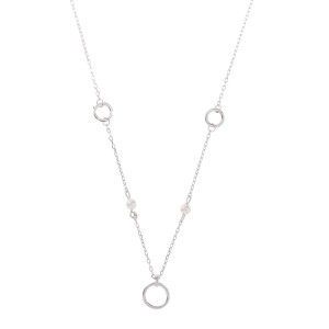 Srebrny naszyjnik 925 Okręgi Perełki