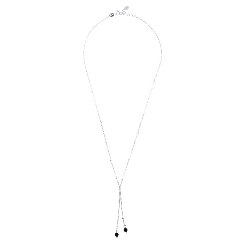 Srebrny naszyjnik 925 Kulki Onyks