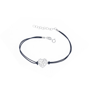 Srebrna bransoletka sznurkowa 925 Ażurowe Serce