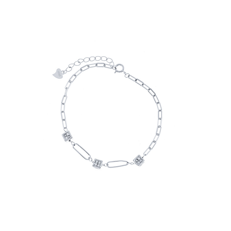 Srebrna bransoletka 925 damska Kostki Białe Cyrkonie