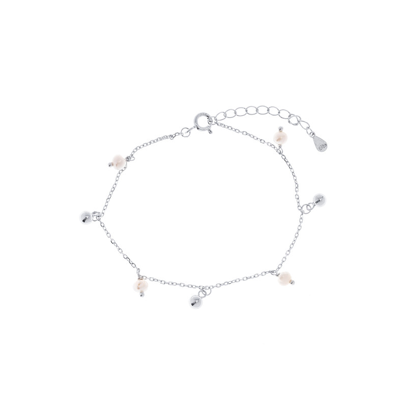 Srebrna bransoletka 925 damska Perełki Koraliki