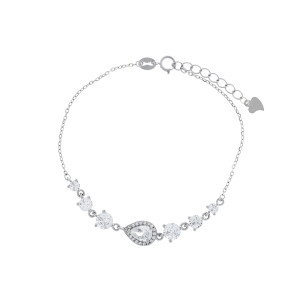 Srebrna bransoletka 925 Srebrzyste Łezki Cyrkonie