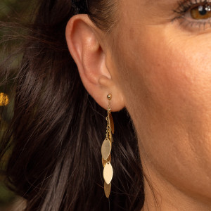 Złote kolczyki 585 wiszące listki