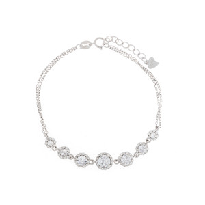 Srebrna bransoletka 925 Srebrzyste Okrągłe Cyrkonie