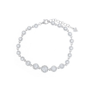 Srebrna bransoletka 925 Srebrzyste Okrągłe Cyrkonie