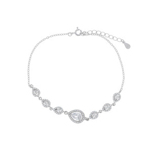 Srebrna bransoletka 925 Łezki Białe Cyrkonie ankier