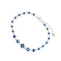 Srebrna bransoletka 925 Łezka Niebieskie Okrągłe Cyrkonie