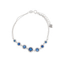 Srebrna bransoletka 925 Niebieskie Okrągłe Cyrkonie