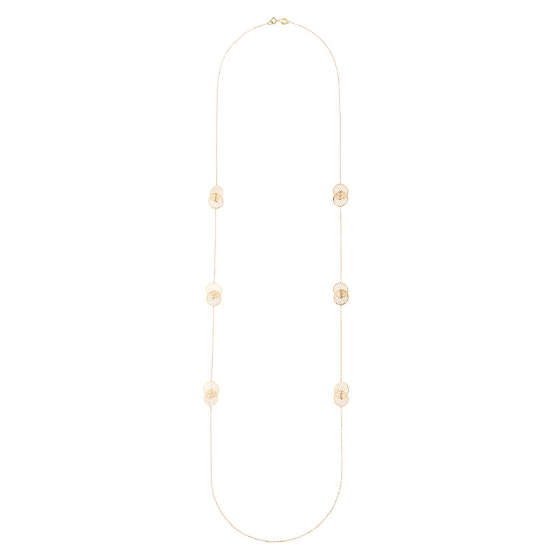 Złoty naszyjnik 585 Połączone Złote Ażurowe Koła