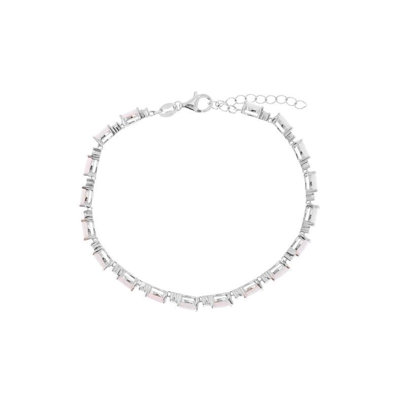 Srebrna bransoletka 925 Białe Opale Cyrkonie