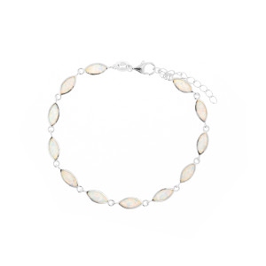 Srebrna bransoletka 925 Białe Łezki Opale