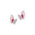Srebrne kolczyki 925 Różowo-Czerwony Motyl dla małej damy